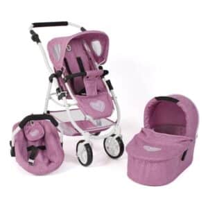 BAYER CHIC 2000 3 in 1 Kombi Puppenwagen EMOTION ALL IN Jeans pink