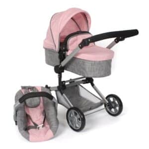 BAYER CHIC Kombi Puppenwagen LINUS melange grau rosa