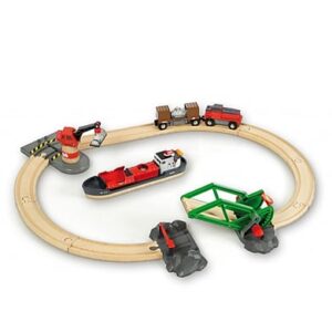 BRIO® WORLD Holzeisenbahn Anfangspackung Container Hafen Set 33061