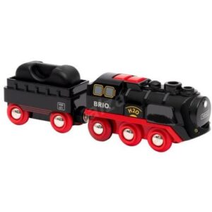 BRIO® WORLD Holzeisenbahn Batterie- Dampflok mit Wassertank