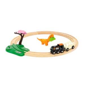 BRIO® WORLD Holzeisenbahn Dinosaurier Bahn Set