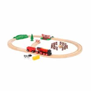 BRIO® WORLD Holzeisenbahn Rote Lola Bauernhof Zugset