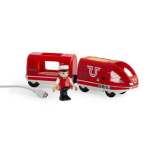 BRIO® WORLD Holzeisenbahn Roter Akku-Reisezug 33746