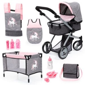 bayer Design Kombi-Puppenwagen Mega Set Einhorn